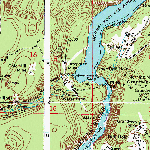 Topographic Map of Deadmans Eddy, WA