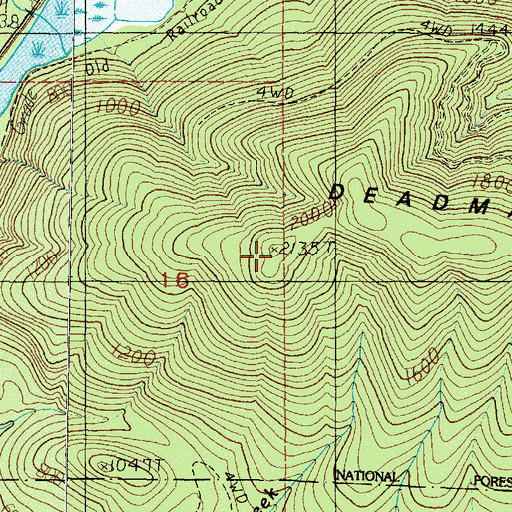 Topographic Map of Deadmans Hill, WA