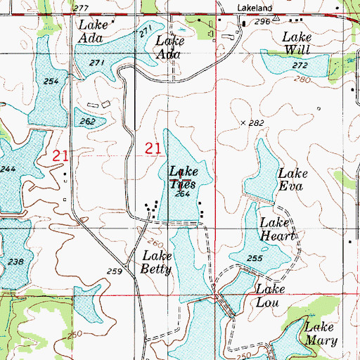 Topographic Map of Lake Ines, AL