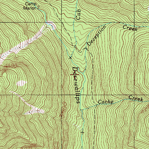 Topographic Map of Deception Creek, WA