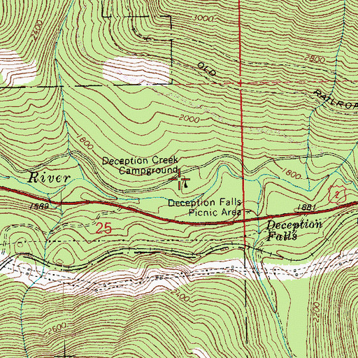 Topographic Map of Deception Creek Campground, WA