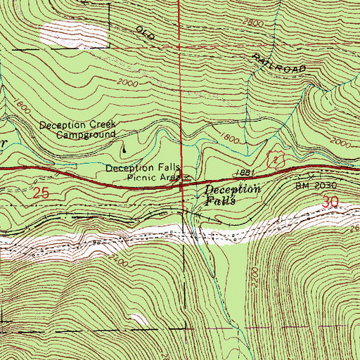 Topographic Map of Deception Falls Picnic Area, WA