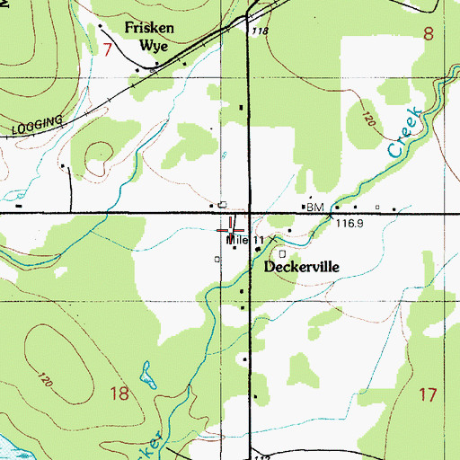 Topographic Map of Deckerville, WA