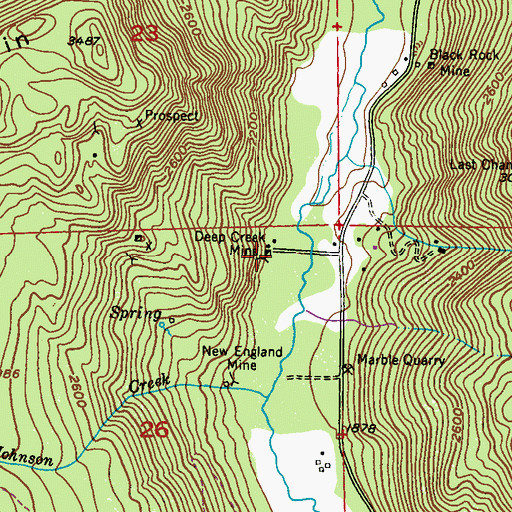 Topographic Map of Deep Creek Mine, WA