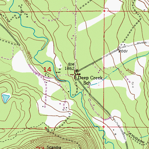 Topographic Map of Deep Creek School, WA