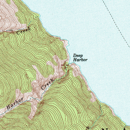 Topographic Map of Deep Harbor Creek, WA