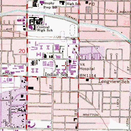 Topographic Map of Carl T Hayden VA Medical Center, AZ