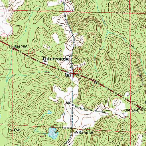 Topographic Map of Intercourse, AL