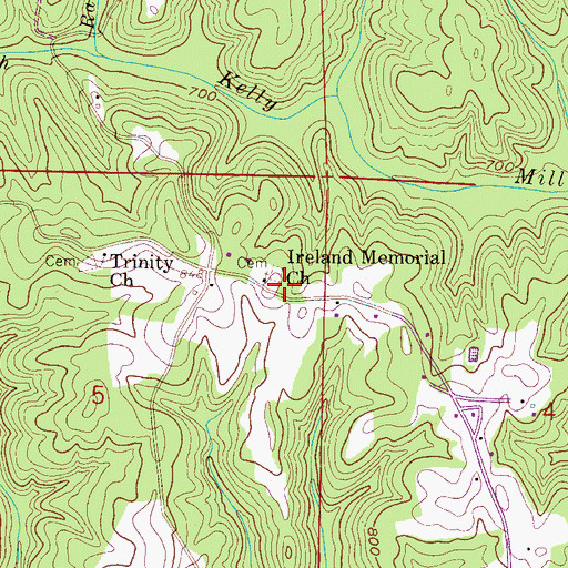 Topographic Map of Ireland Methodist Memorial Church, AL
