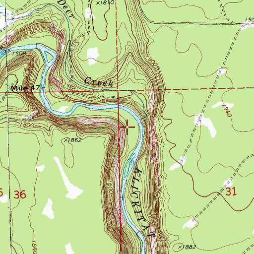 Topographic Map of Deer Creek, WA