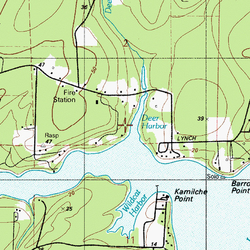 Topographic Map of Deer Harbor, WA