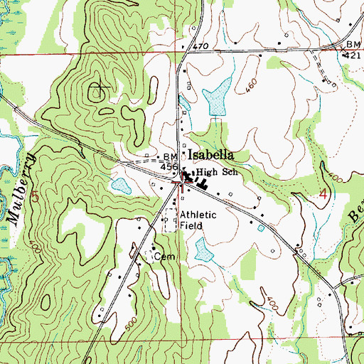 Topographic Map of Isabella, AL
