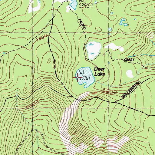 Topographic Map of Deer Lake, WA
