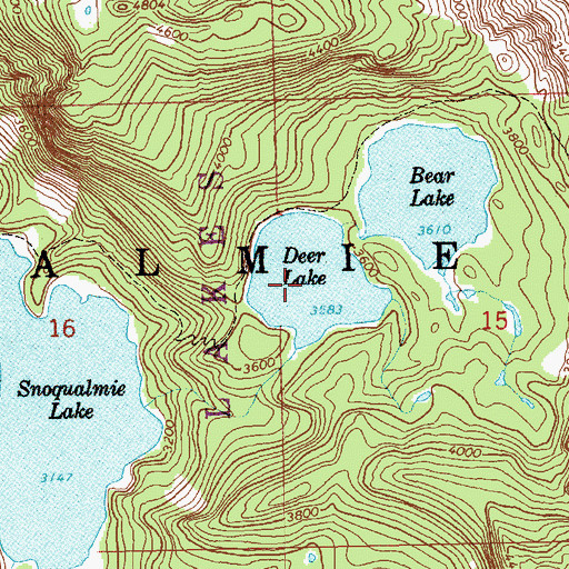 Topographic Map of Deer Lake, WA