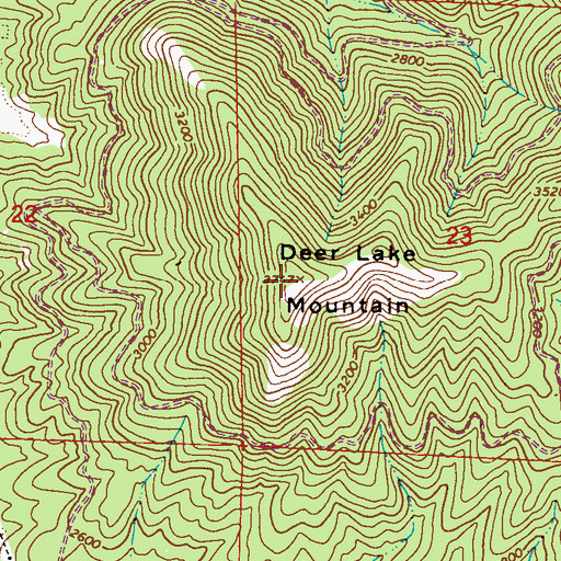 Topographic Map of Deer Lake Mountain, WA