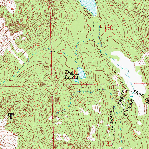 Topographic Map of Deer Lakes, WA