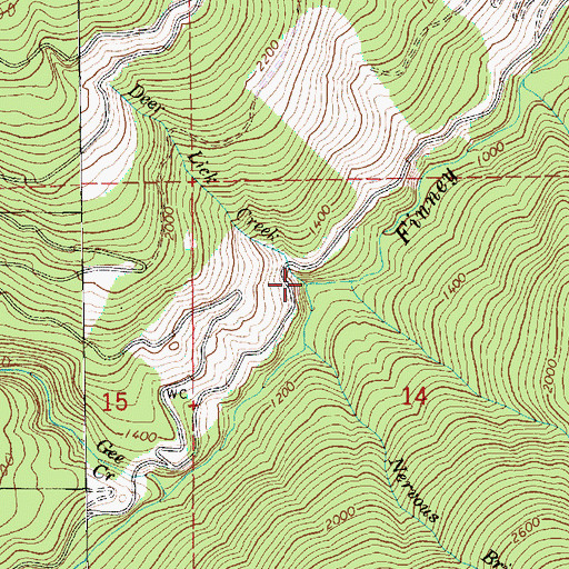 Topographic Map of Deer Lick Creek, WA