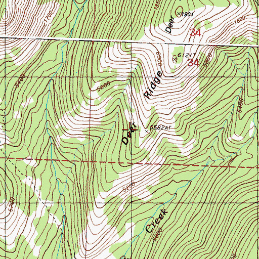 Topographic Map of Deer Ridge, WA