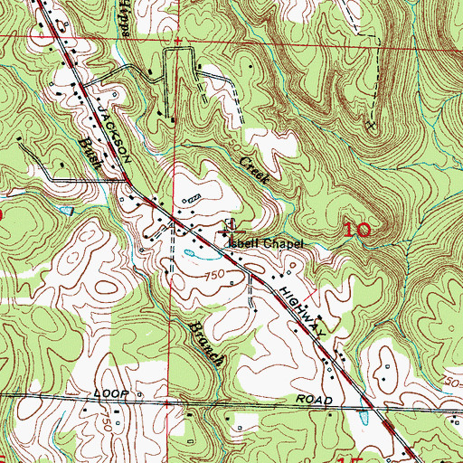 Topographic Map of Isbell Chapel Missionary Baptist Church, AL