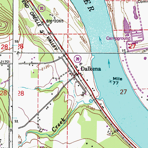 Topographic Map of Delkena, WA
