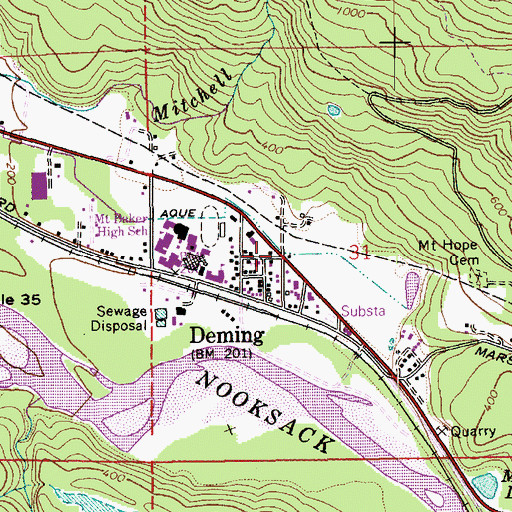 Topographic Map of Deming, WA