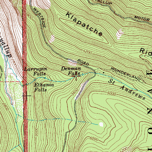 Topographic Map of Denman Falls, WA