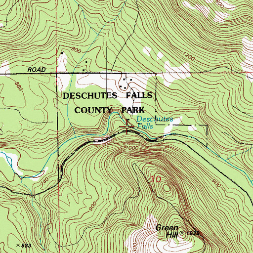 Topographic Map of Deschutes Falls, WA