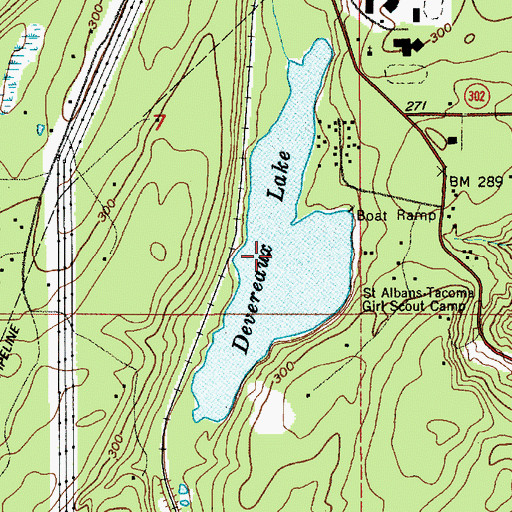 Topographic Map of Devereaux Lake, WA