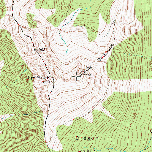 Topographic Map of Devils Backbone, WA