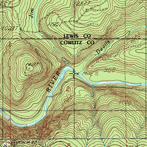 Topographic Map of Devils Creek, WA