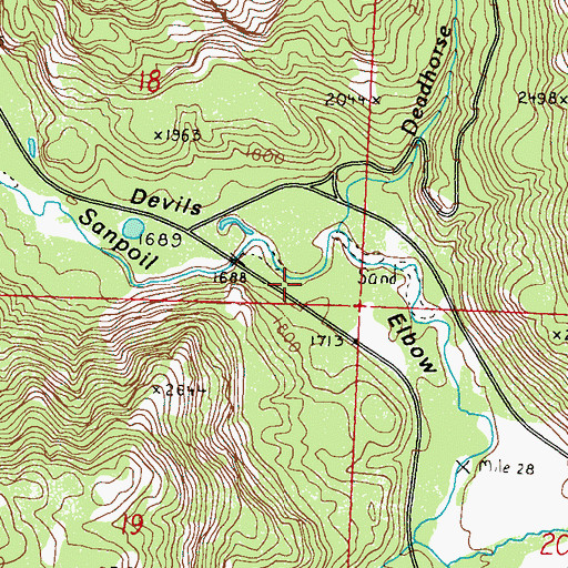 Topographic Map of Devils Elbow, WA