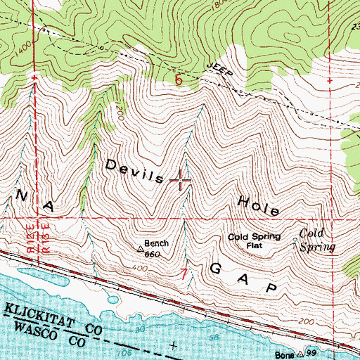 Topographic Map of Devils Hole, WA