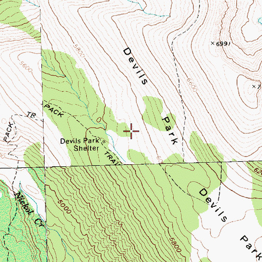 Topographic Map of Devils Park Shelter, WA