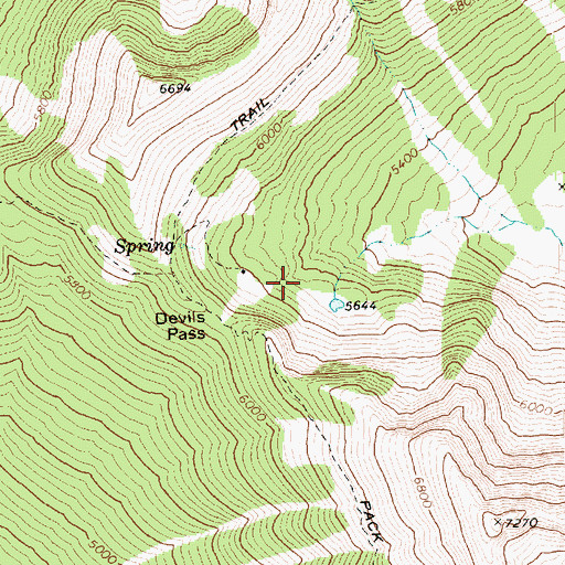 Topographic Map of Devils Pass, WA