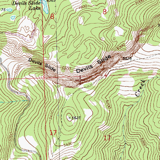 Topographic Map of Devils Slide, WA