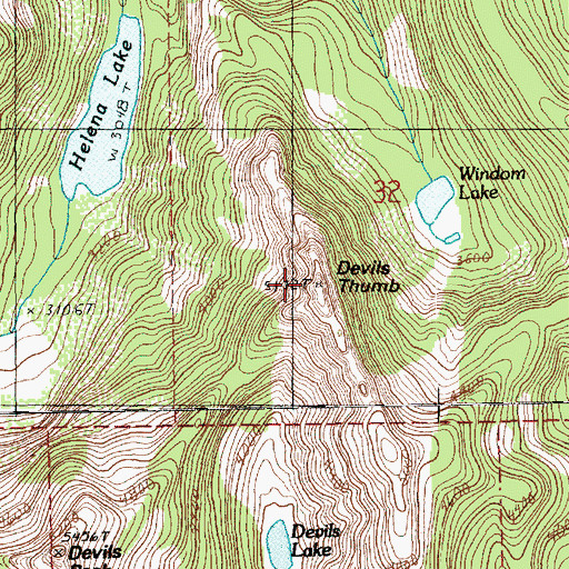 Topographic Map of Devils Thumb, WA