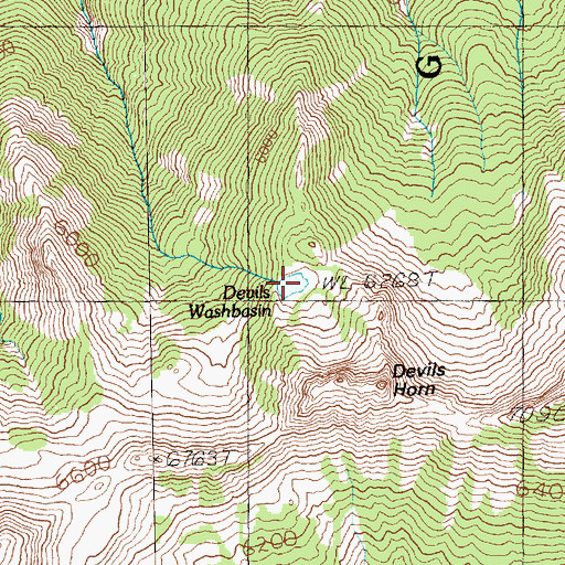 Topographic Map of Devils Washbasin, WA