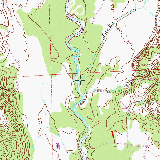Topographic Map of Jacks Branch, AL