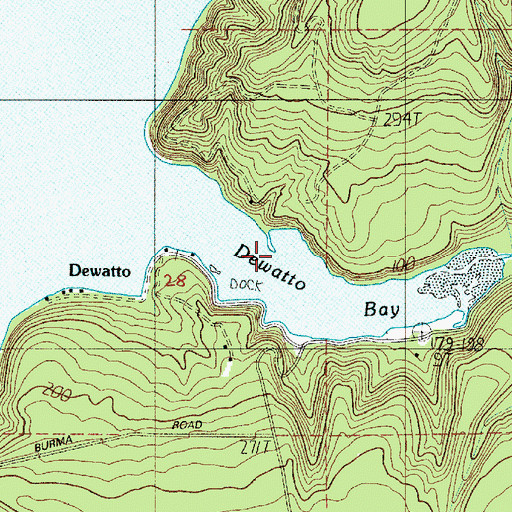 Topographic Map of Dewatto Bay, WA