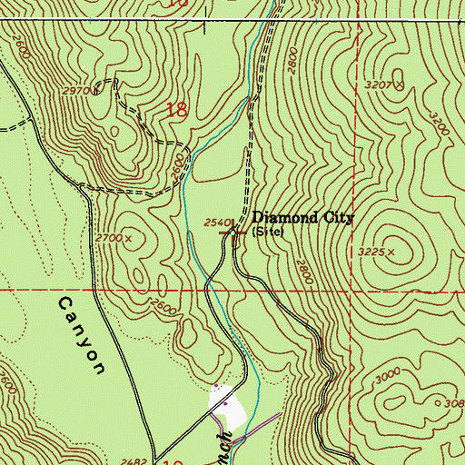 Topographic Map of Diamond City, WA