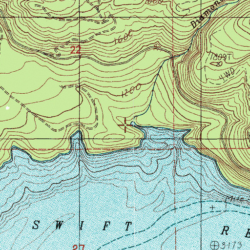 Topographic Map of Diamond Creek, WA