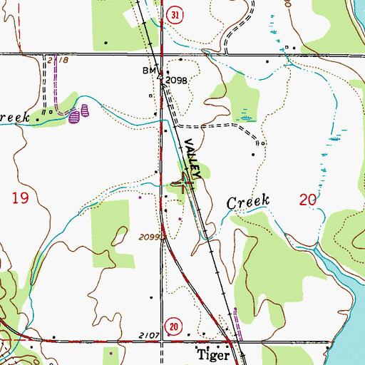 Topographic Map of Diamond Creek, WA