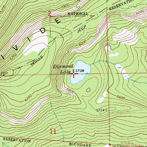 Topographic Map of Diamond Lake, WA