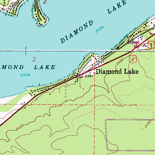 Topographic Map of Diamond Lake, WA