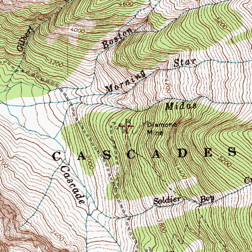 Topographic Map of Diamond Mine, WA