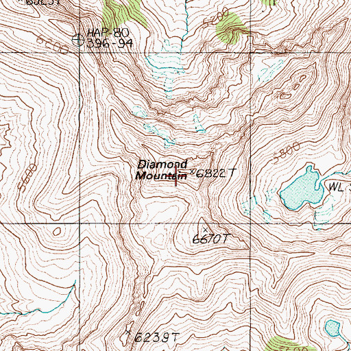 Topographic Map of Diamond Mountain, WA