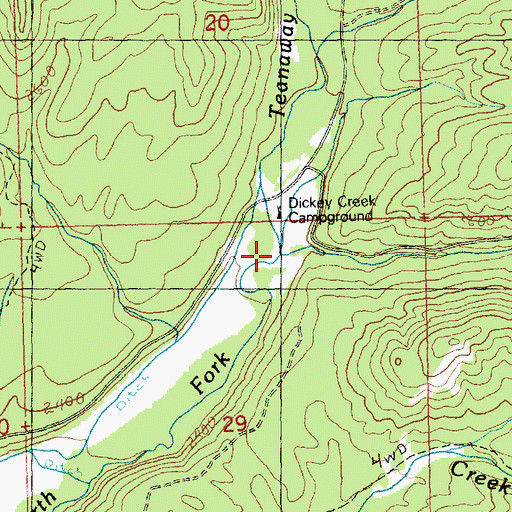 Topographic Map of Dickey Creek, WA