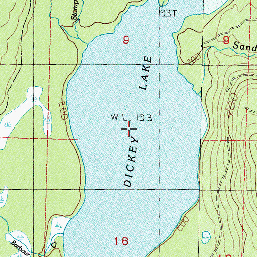 Topographic Map of Dickey Lake, WA