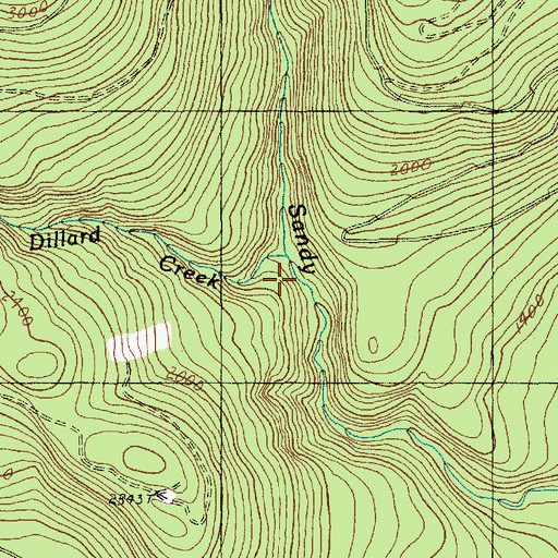 Topographic Map of Dillard Creek, WA