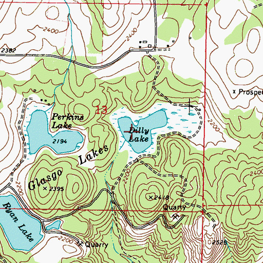 Topographic Map of Dilly Lake, WA